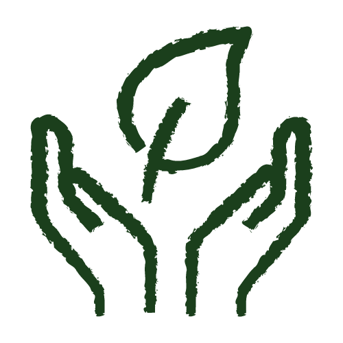 Illustration von Händen mit Blatt in der Mitte